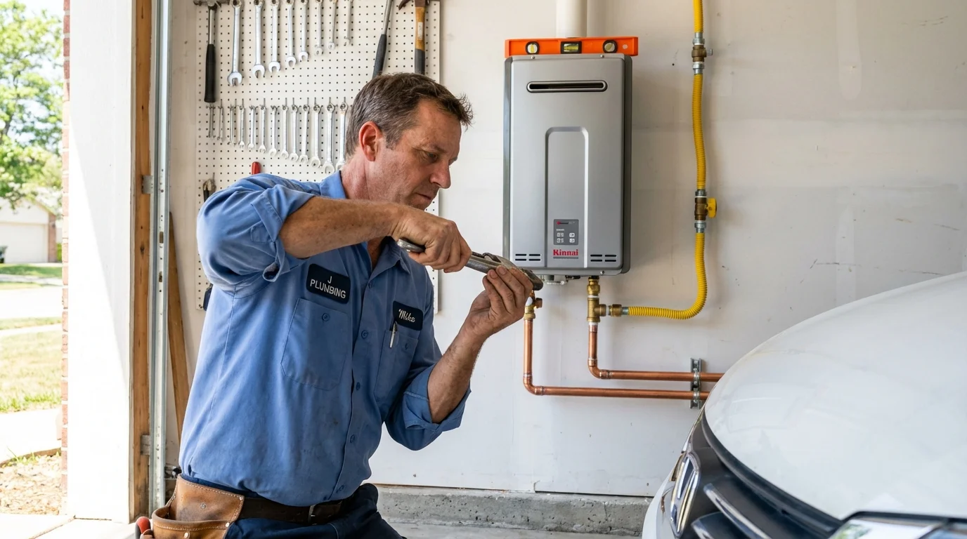 Tankless water heater installation by a Johns Plumbing LLC plumber in Chepachet